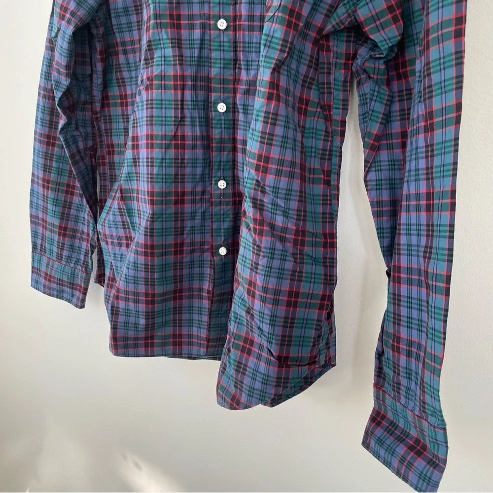 J Crew Secret Wash Cotton Poplin Shirt Long Sleeve Button Down Plaid XL